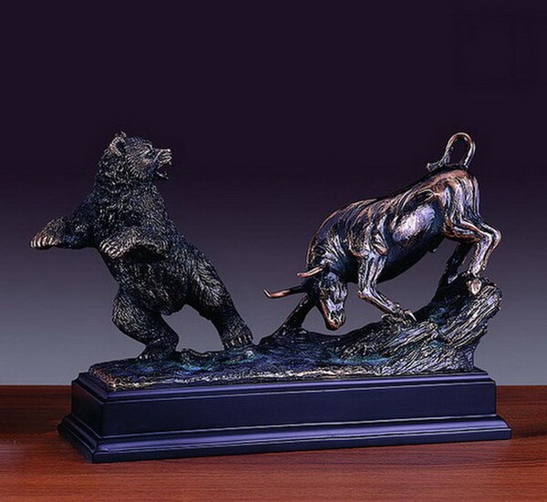 Bear and bull executive Sculpture Stock Market Artwork Decorative